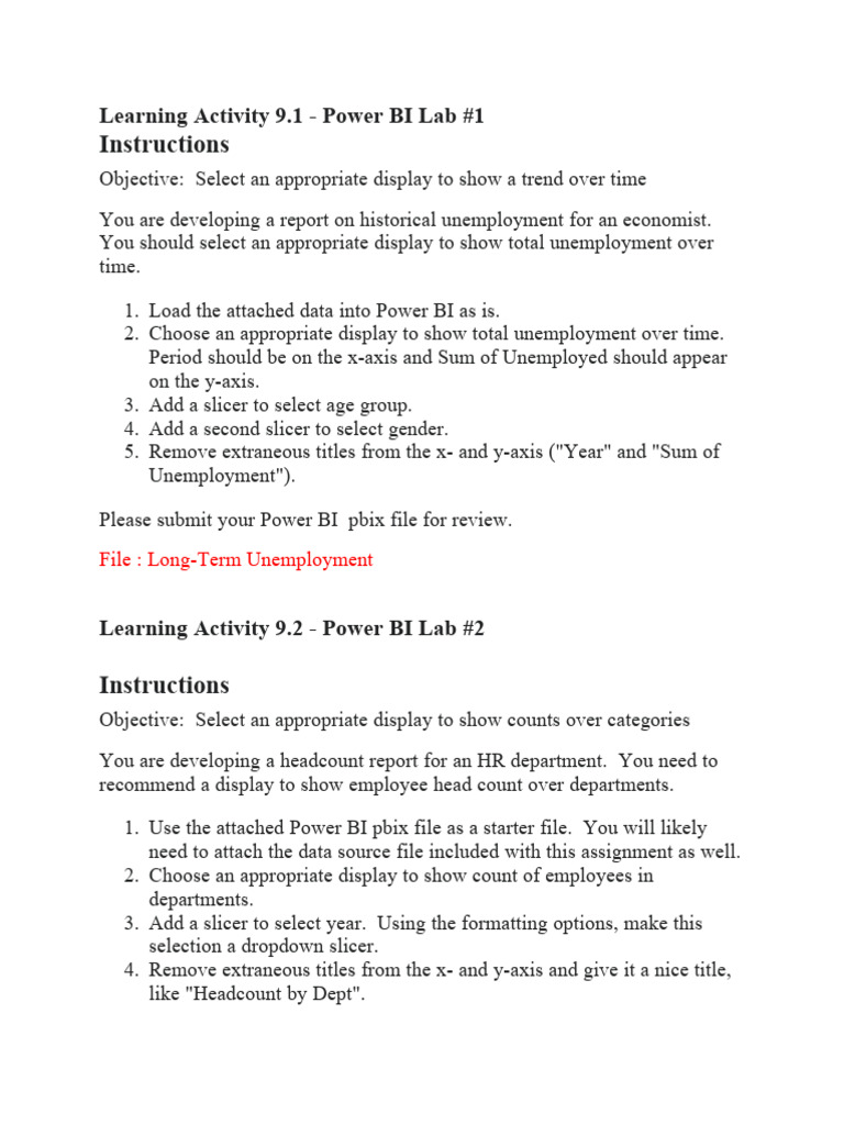 Power BI Lab Assignments Overview | PDF | Computing