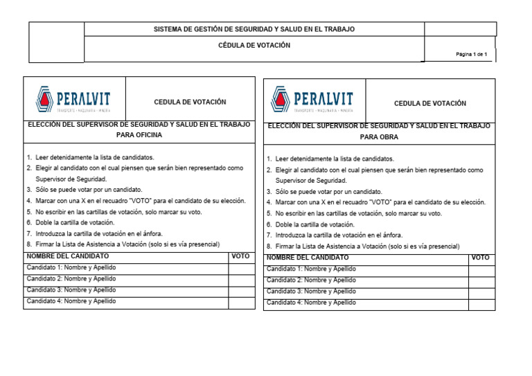 Cedula de Votacion | PDF
