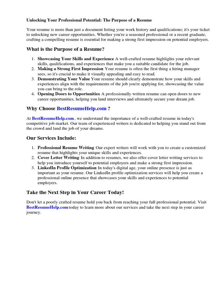 Purpose of Resume PDF R sum - 1723036933