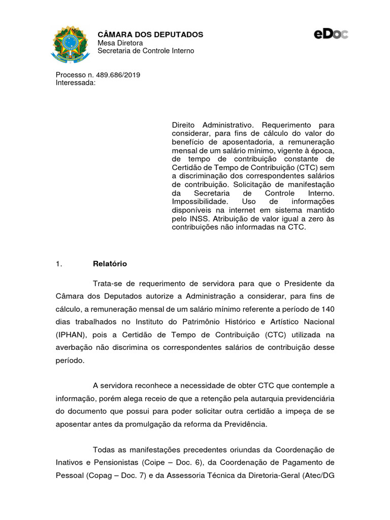 Revisão de CTC para Aposentadoria INSS | PDF