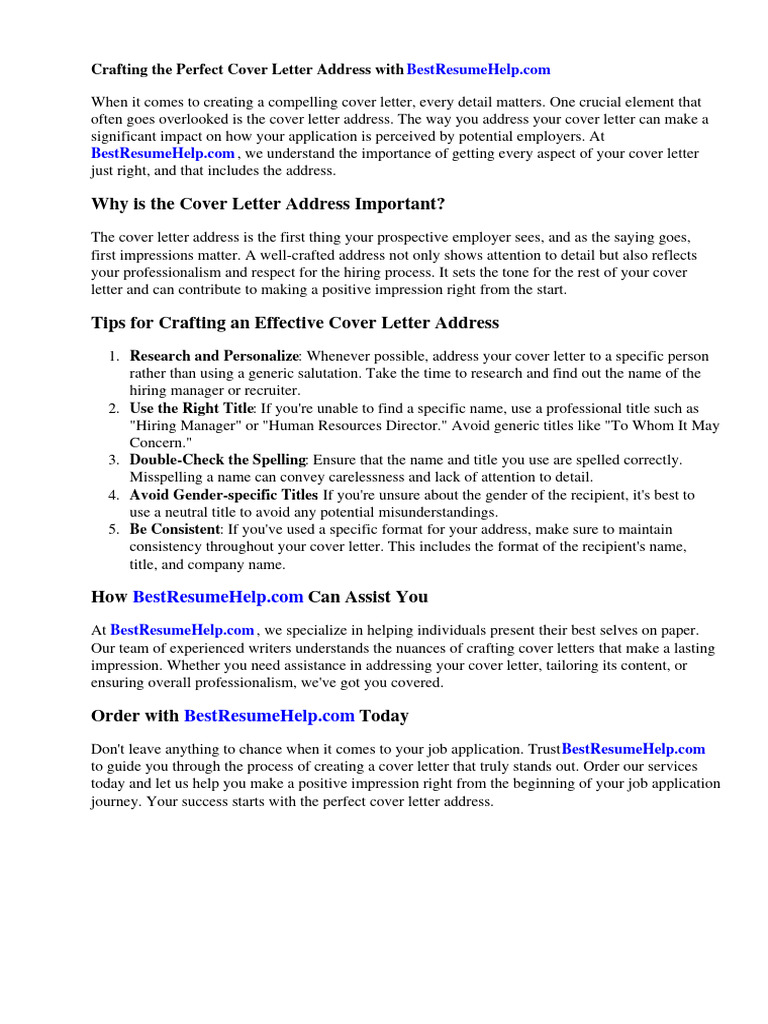 Cover Letter Address | PDF | Http Cookie | Résumé