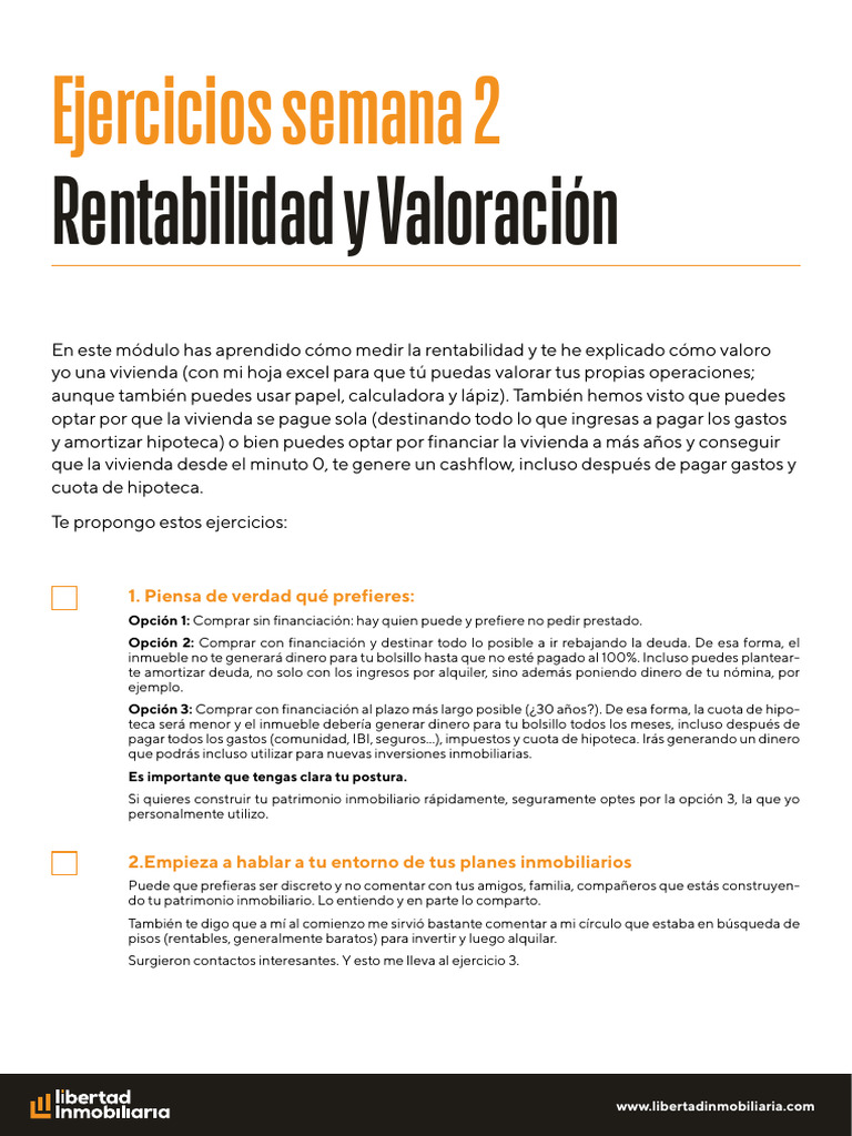 LIBERTAD+INMOBILIARIA Ejercicios+semana+2 | PDF | Economias
