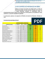 Ejemplo de Planilla de Control de Materiales