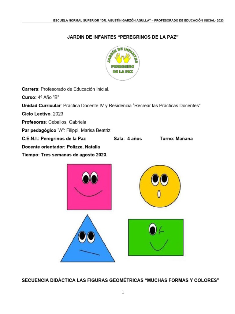 Secuencia Matematica Jardin de Infantes 4 Años | PDF | Geometría |  Educación de la primera infancia, image size:768x1024