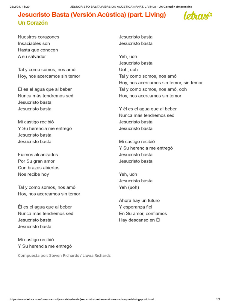 Jesucristo Basta Versión Acústica Part Living Un Corazón