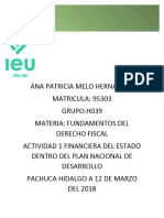 Actividad Financiera Del Estado Dentro Del Plan Nacional de Desarrollo.