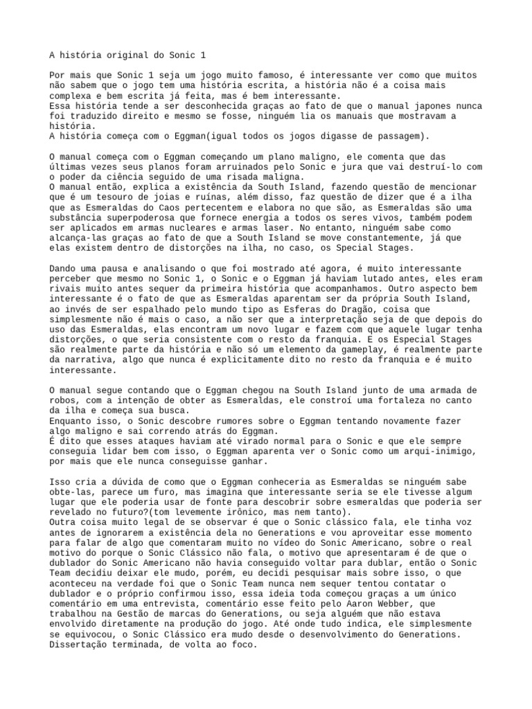 Sonic 1 historia pdf