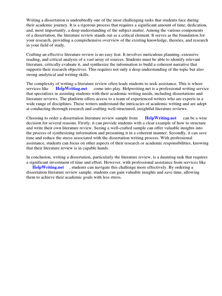 Dissertation Lit Review Sample | Download Free PDF | Thesis ...