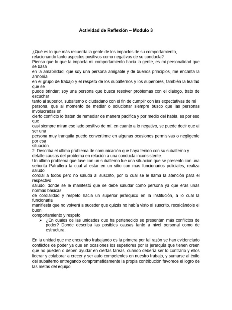 Reflexiones sobre Comportamiento y Liderazgo | PDF
