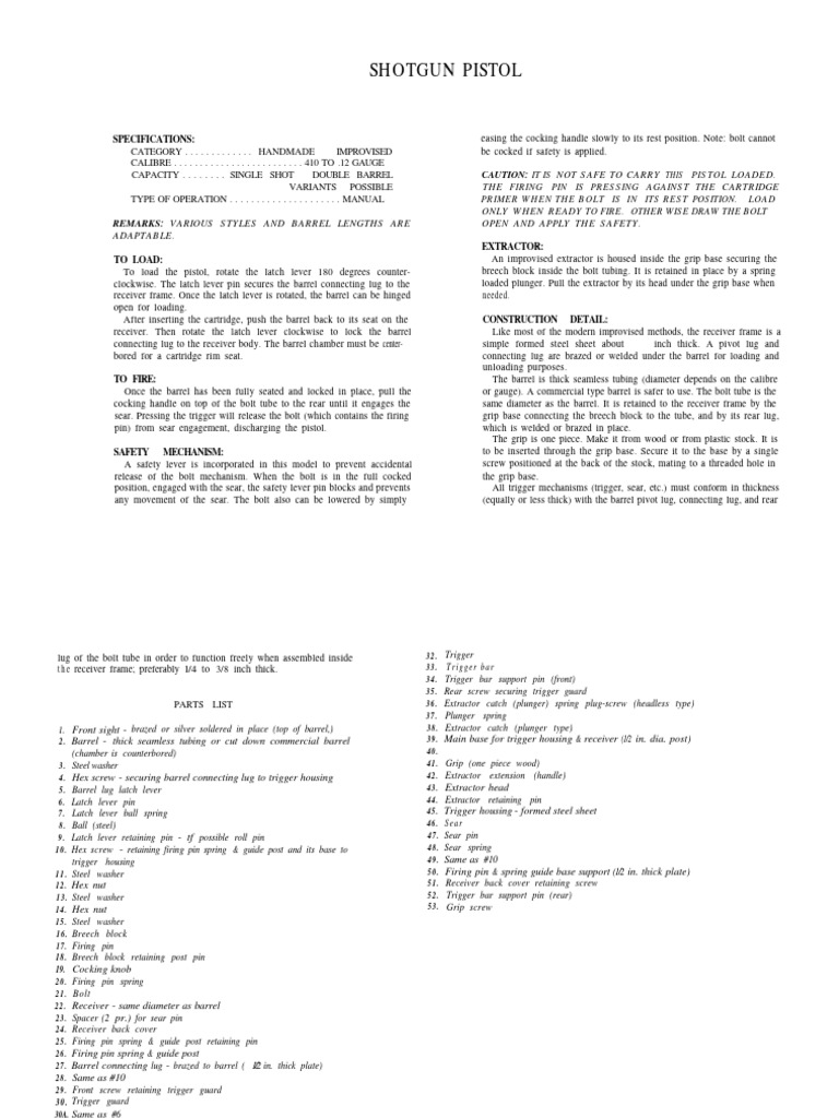Shotgun Pistol Pdf Gun Barrel Trigger Firearms