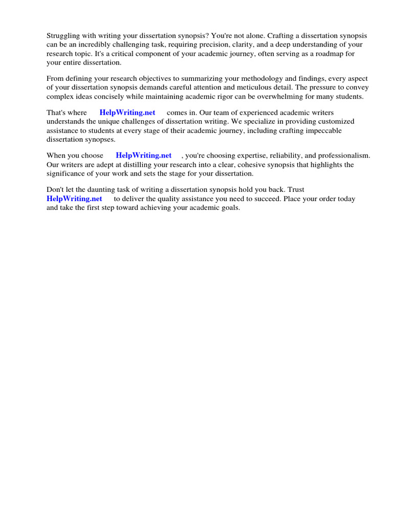 Dissertation Synopsis Writing | PDF | Thesis | Essays