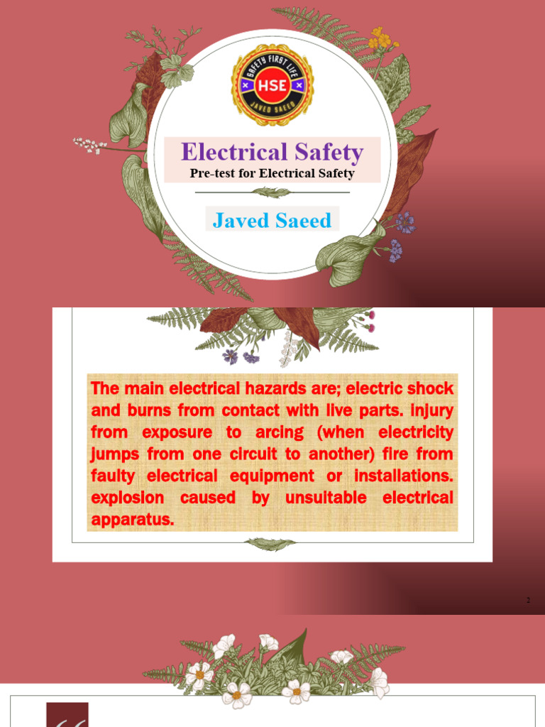 Electrical Safety Quiz PDF Insulator (Electricity) Power Supply