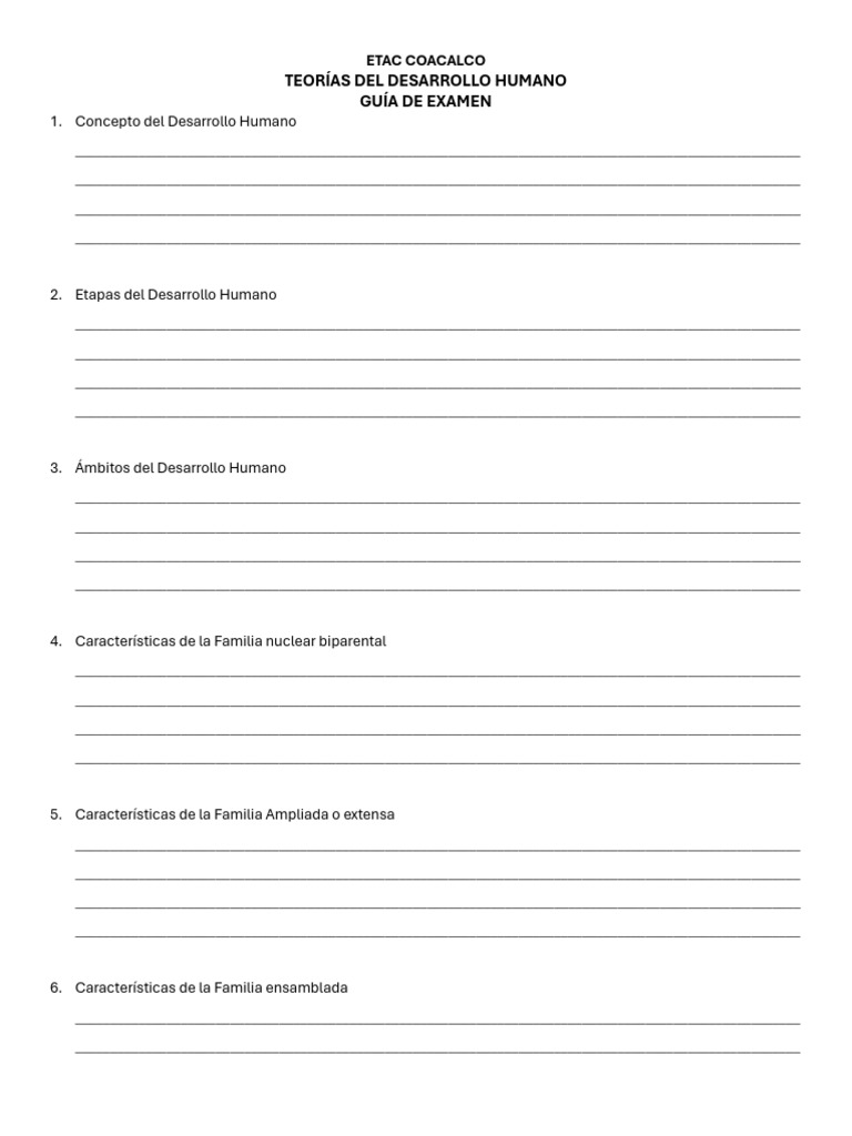 Guía de Examen: Teorías del Desarrollo Humano | PDF | Ciencias del ...