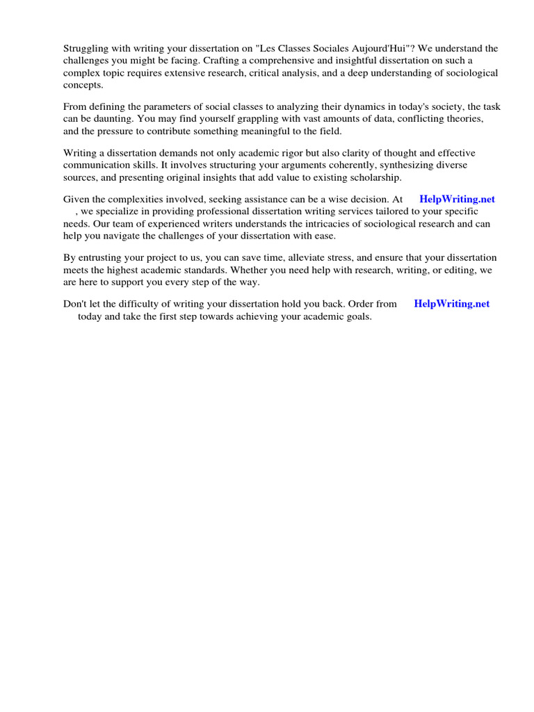 Dissertation les classes sociales aujourdhui pdf sociology