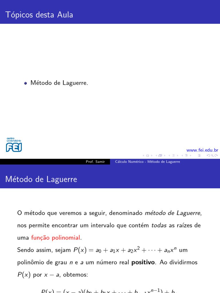 Método de Laguerre. PDF Número real Limite (Matemática)