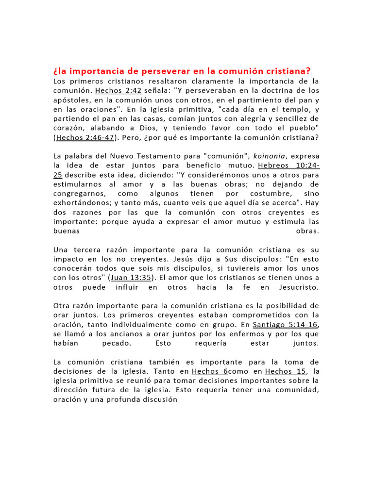 Importancia de la Comunión Cristiana | PDF | Oración | eucaristía
