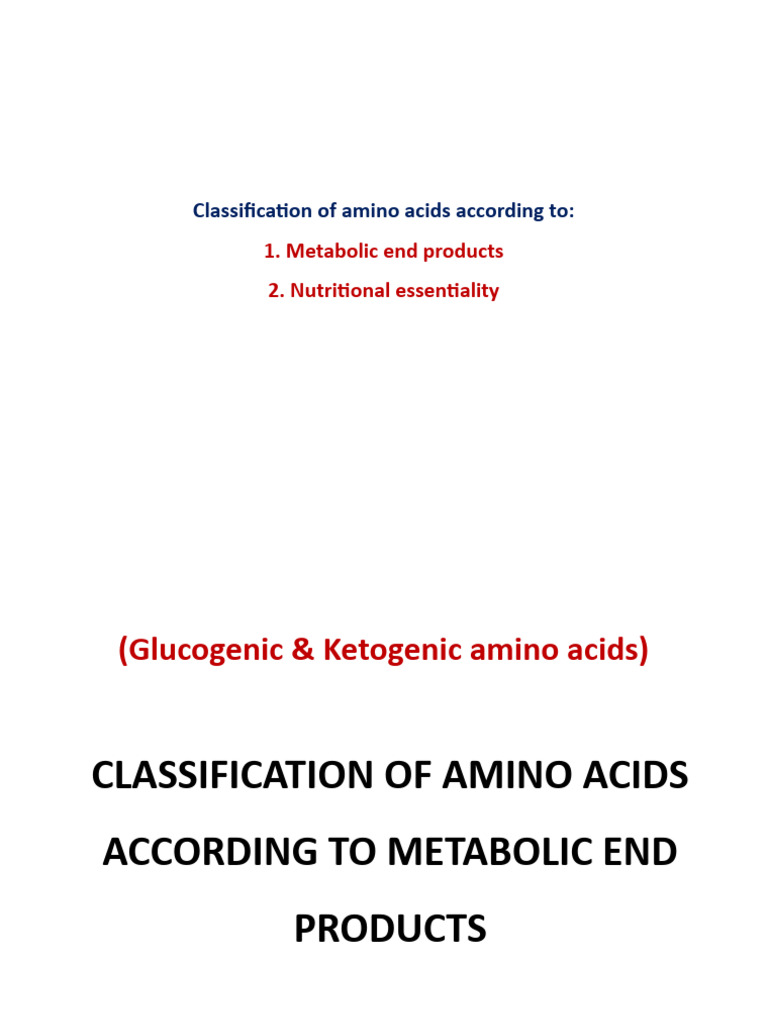 Glucogenic & Ketogenic Amino Acids PDF Amino Acid Biochemistry