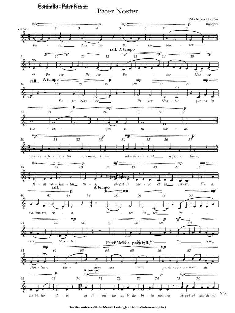 Pater Noster - SABT - e - Piano - Contralto - Pater Noster | PDF