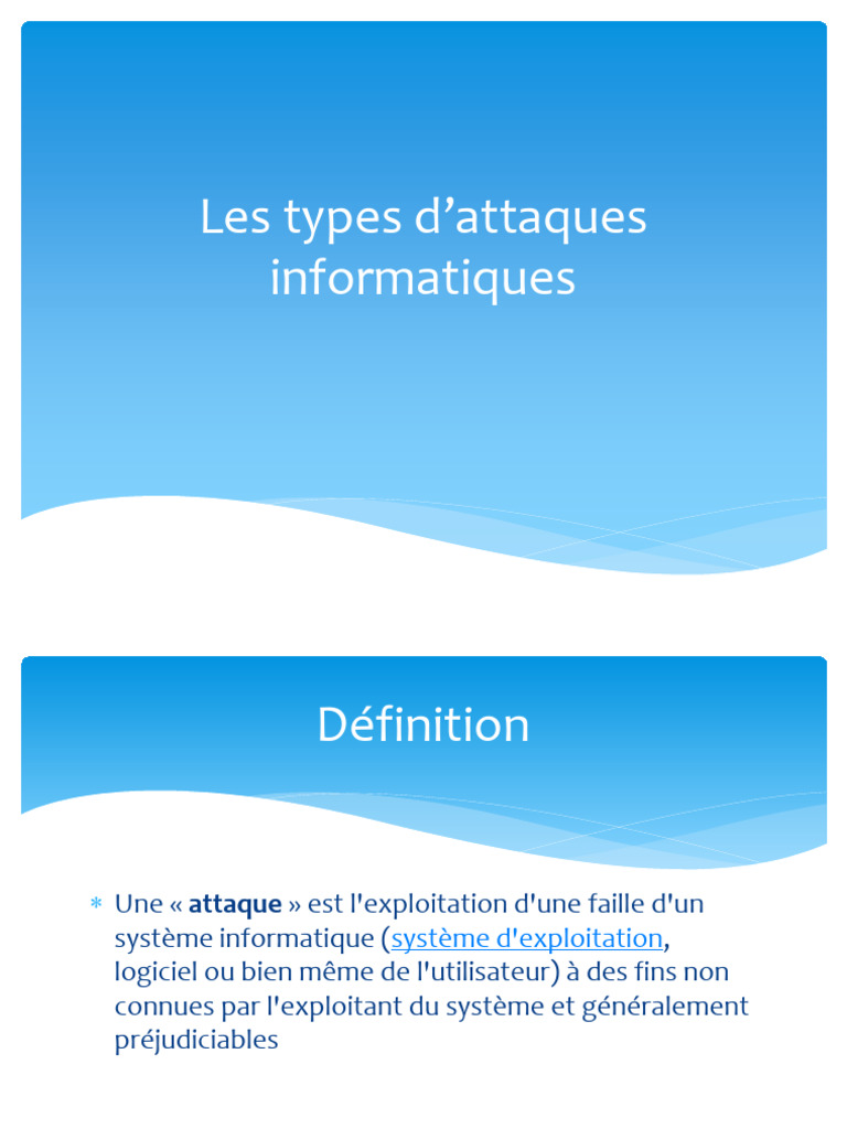 Types d'attaques informatiques détaillés | PDF | Attaque par déni de ...