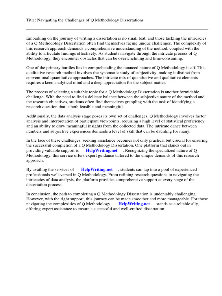 Q Methodology Dissertation Guide | PDF | Methodology | Scientific Method