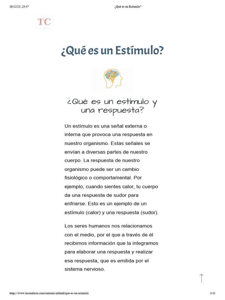 Definición y Tipos de Estímulos | PDF | Sentidos | Gusto