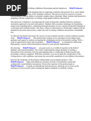 Ballistics Dissertation Ideas