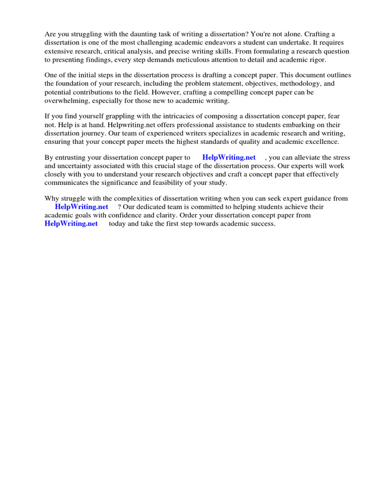 Dissertation Concept Paper Template PDF Thesis