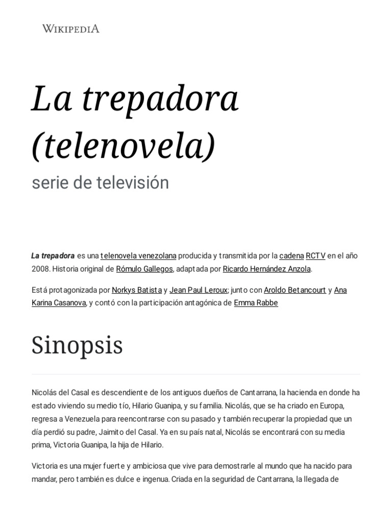 La Trepadora (Telenovela) Wikipedia, La Enciclopedia Libre PDF