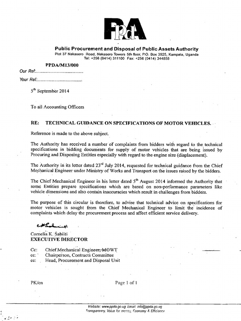 Technical guidance on specifications of motor vehicles pdf
