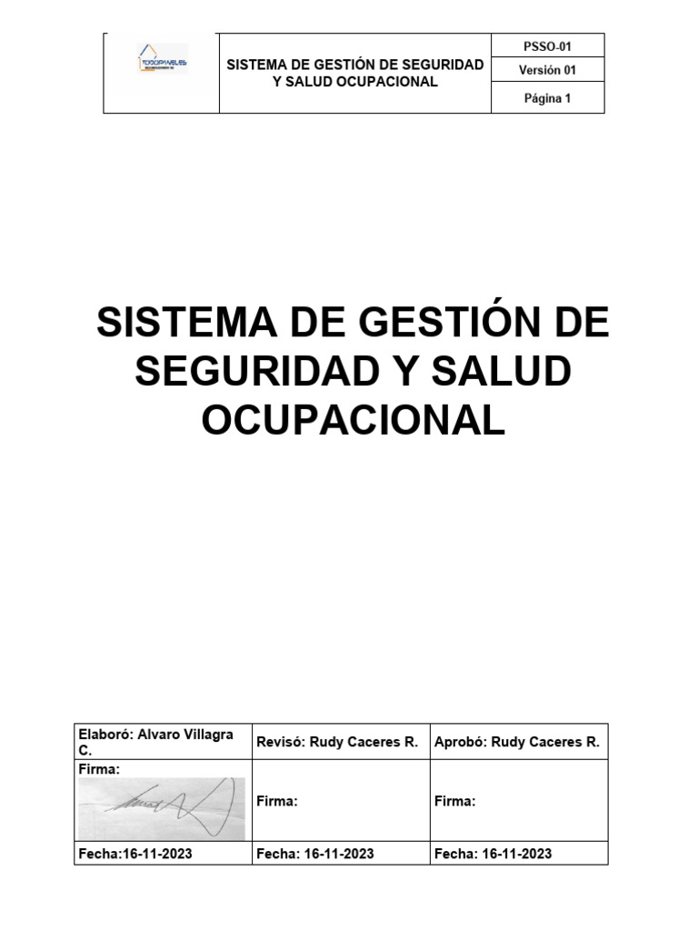 Sistema de Gestión de Seguridad Ocupacional | PDF | Seguridad y salud ...