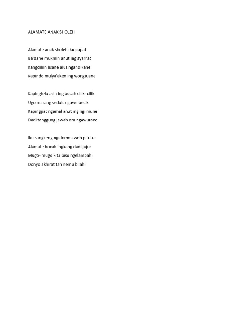 Alamate Anak Sholeh | PDF