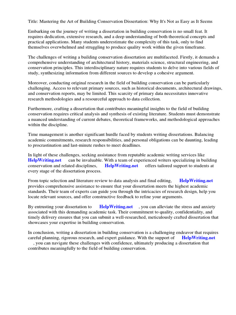 Building Conservation Dissertation Challenges | PDF | Libraries | Thesis