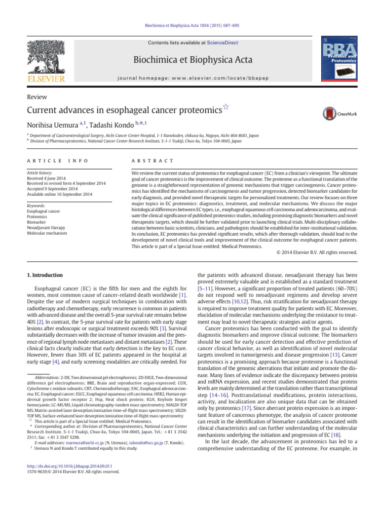 Current Advances in Esophageal 2015 Biochimica Et Biophysica Acta BBA P ...