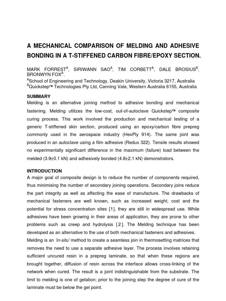 163 Mechanical Comparison of Melding and Adhesive Bonding PDF