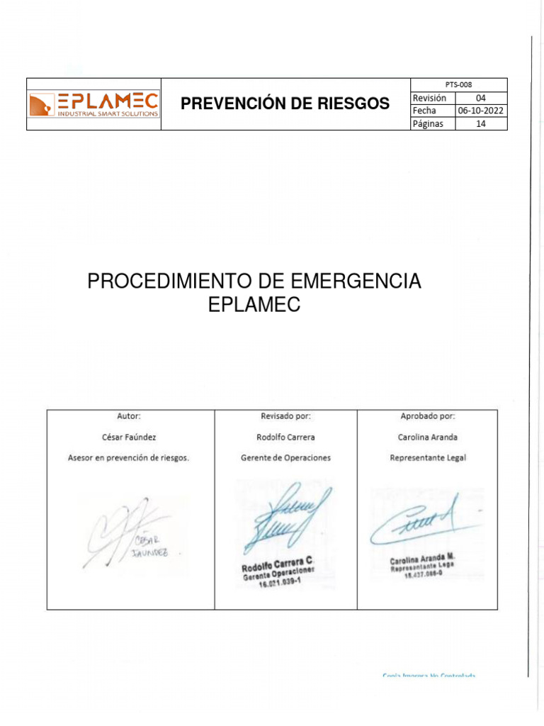 PTS008 Plan de Emergencias PDF