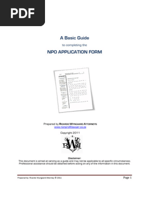 How to complete the NPO Application Form 2011