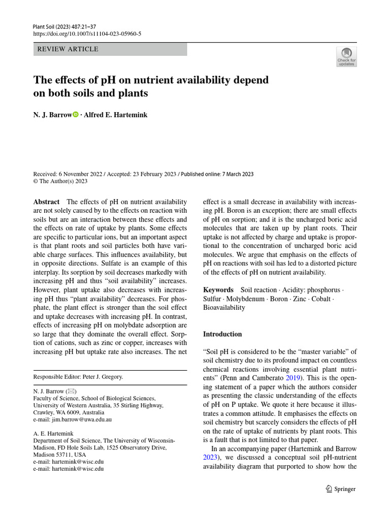 pH Effects on Nutrient Availability in Soils | PDF | Soil | Ph