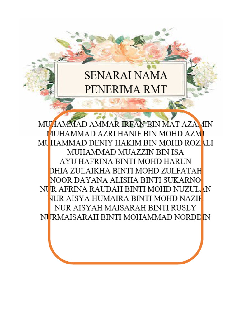 Senarai Penerima RMT 2023 | PDF