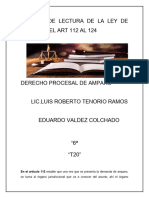 Analisis de Lectura de La Ley de Amparo Del Art 112 Al 124 Por Terminar