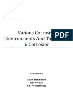 Corrosion in Various Environments and Their Role