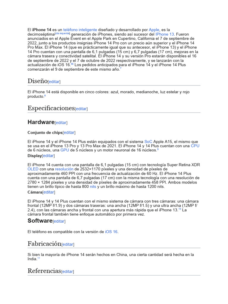 Iphone 14 | PDF | Ios | Apple Inc.