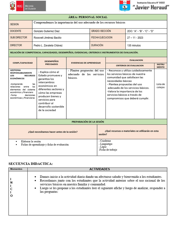 Sesion PS Import Servicios Basicos | PDF | Evaluación | Aprendizaje