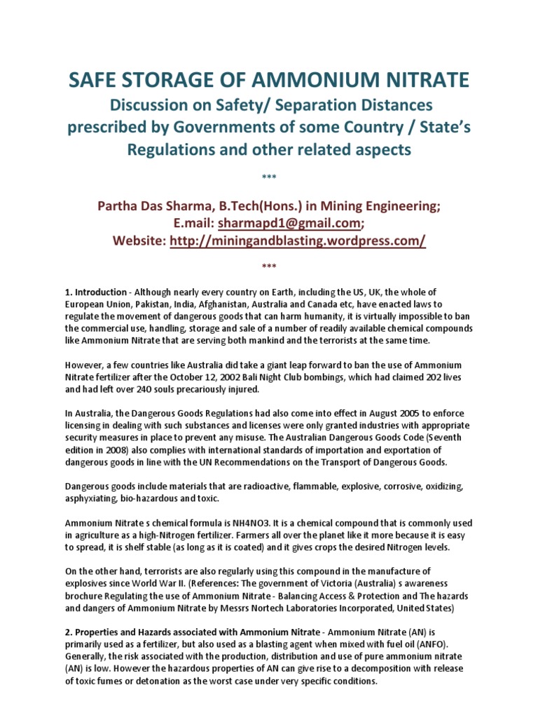 Safe Storage of Ammonium Nitrate | Dangerous Goods | Fertilizer