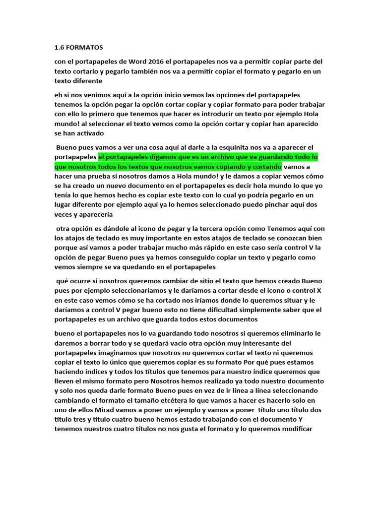 1.6 Copiar, Pegar, Copiar y Pegar Formato | PDF | Informática