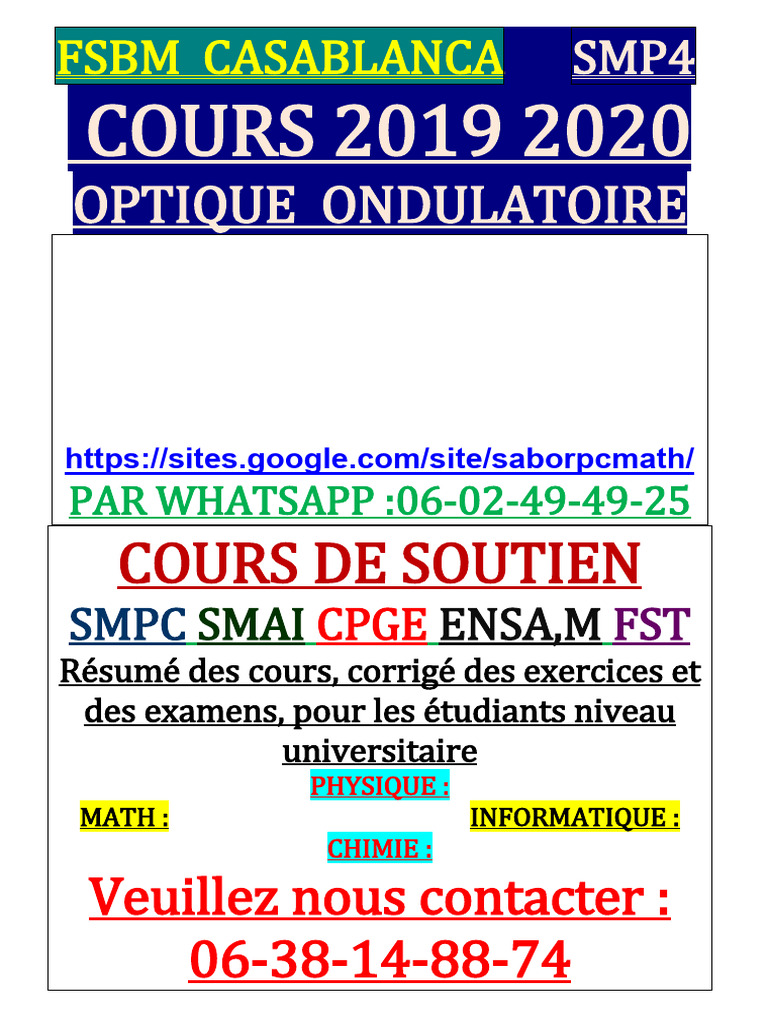 +Cours+Optique2 s4 FSBM Casablanca 19 20 | PDF