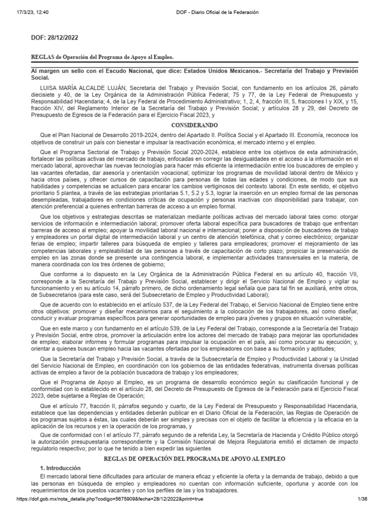 1401 Programa de Apoyo Al Empleo PAE | PDF | Empleo | Derecho laboral