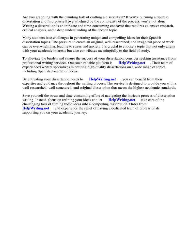 Spanish Dissertation Writing Help | PDF | Thesis | Essays