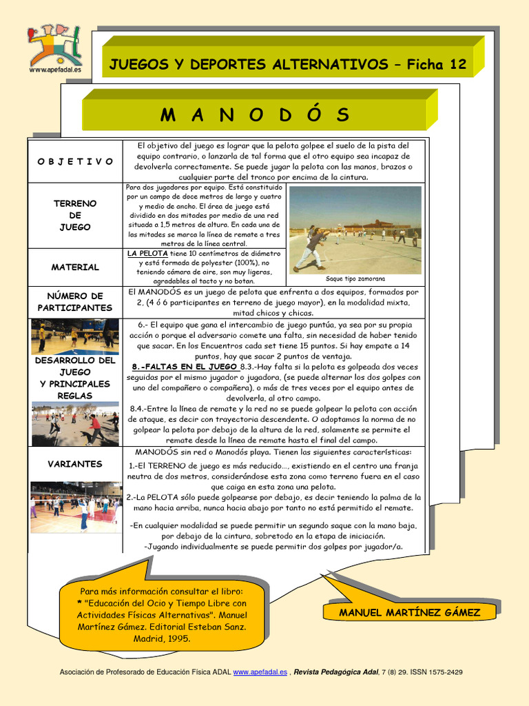 Fichas JDA 012 Manodos | PDF | Deportes | Juegos de pelota