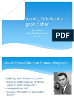 Shannon and 5 Criteria of A Good Cipher
