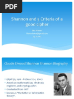 Shannon and 5 Criteria of A Good Cipher